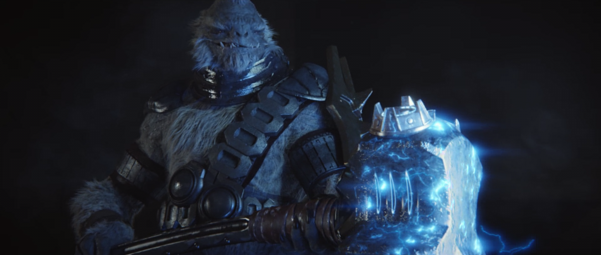 Tartarus wielding the Fist of Rukt. From Halo 2: Anniversary campaign level Quarantine Zone.