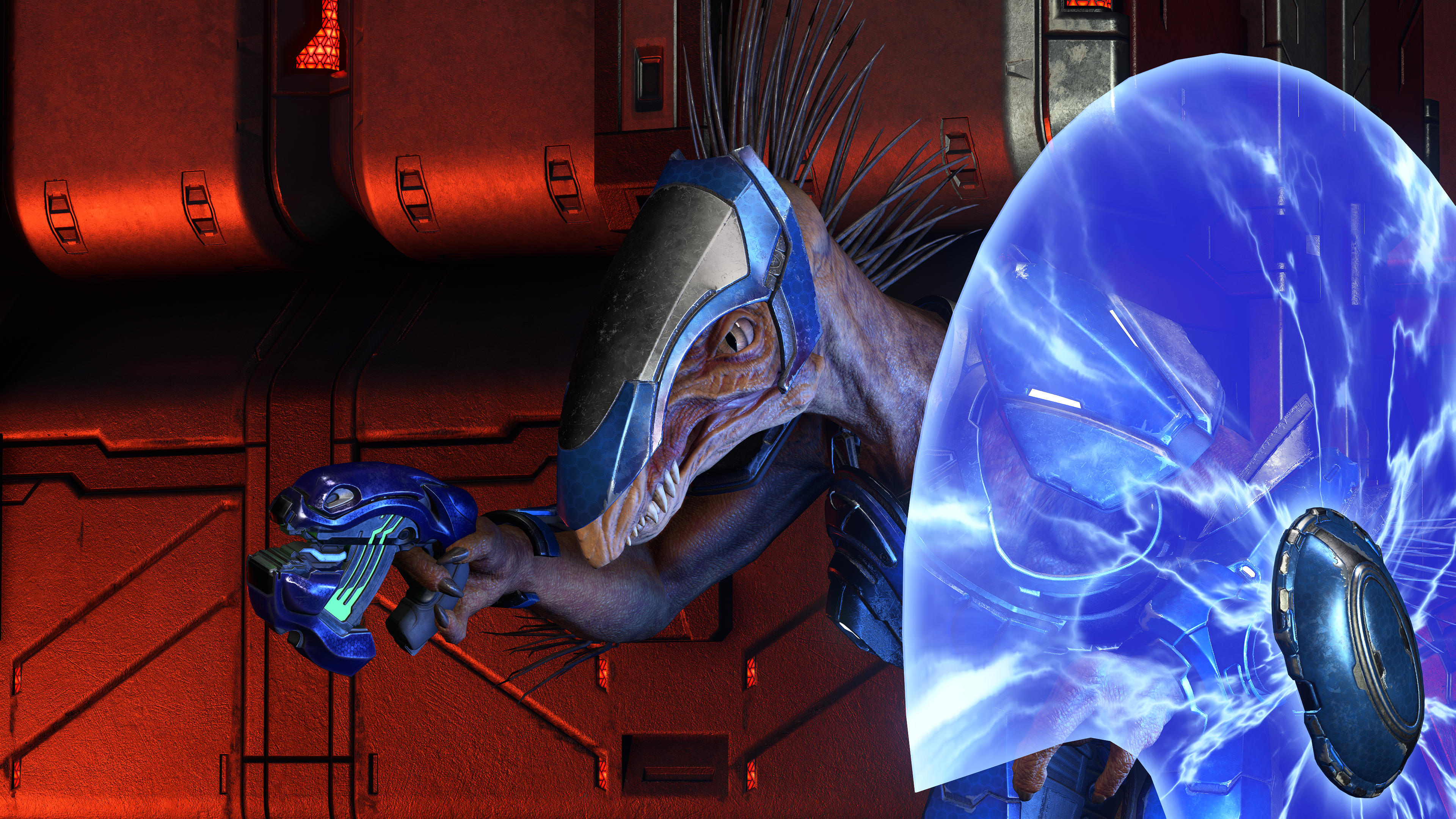 A Kig-Yar Freebooter with a Rohakadu-pattern plasma pistol on House of Reckoning.