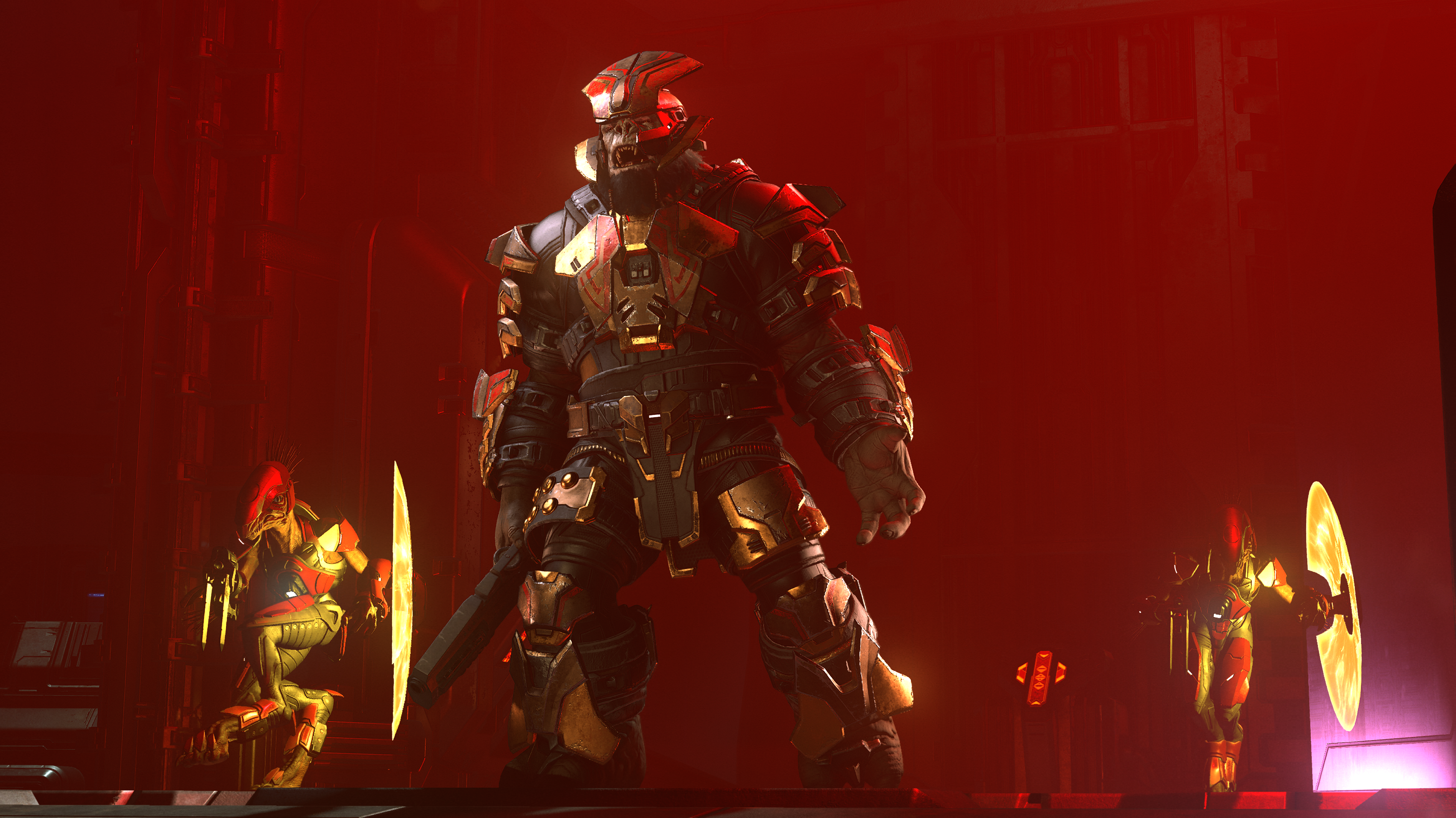 Tremonius wielding a MLRS-2 Hydra in Halo Infinite campaign level Foundation.