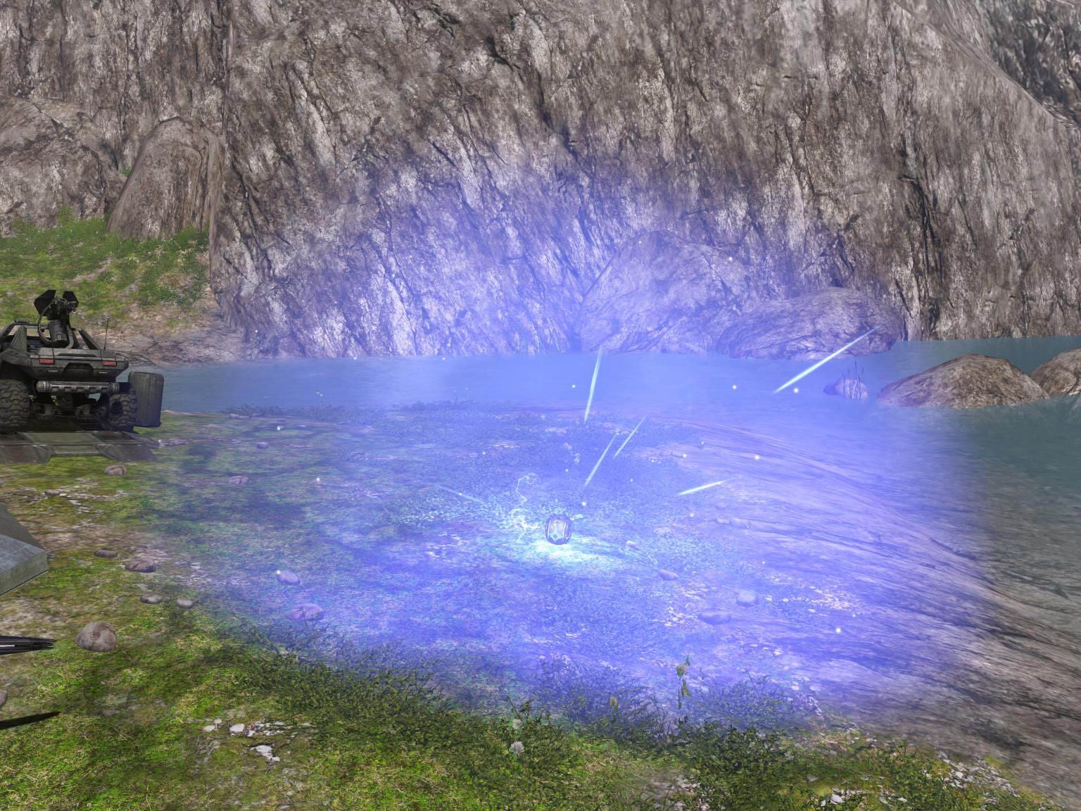 An active power drain emitting its blue aura on Valhalla.