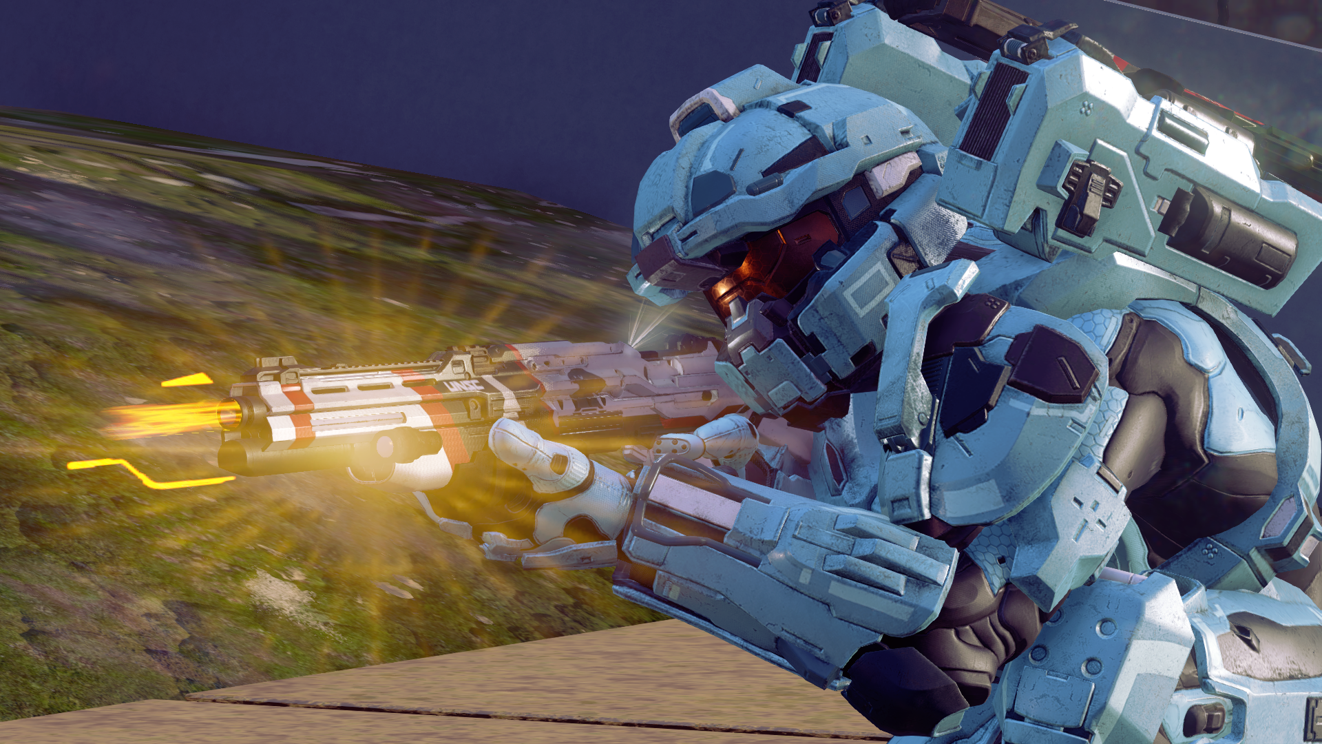 A Centurion-clad Spartan-IV with the Blaze of Glory in Halo 5: Guardians.