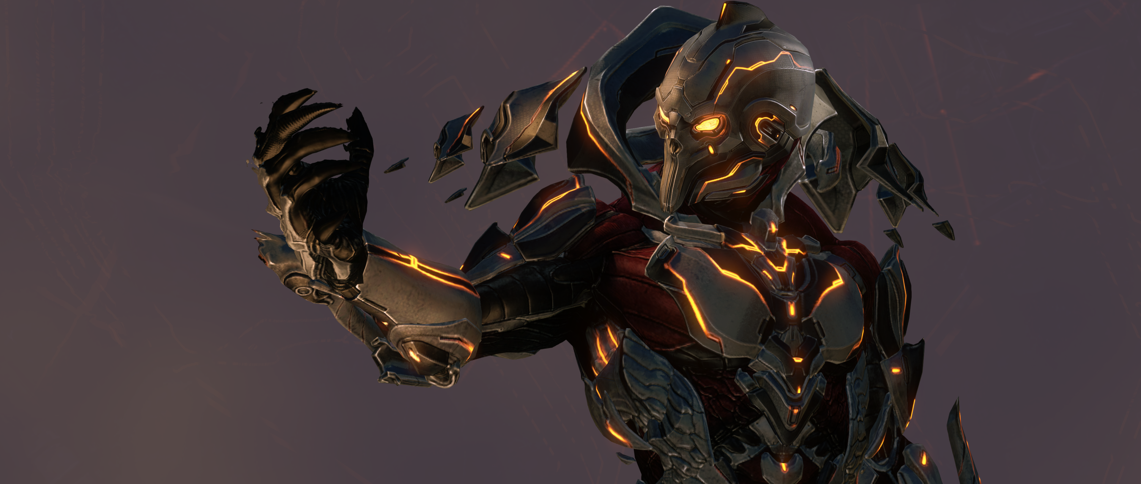 The Ur-Didact clad in full armor. From Halo 4 campaign level Forerunner. Camera angle achieved via Theater trick.