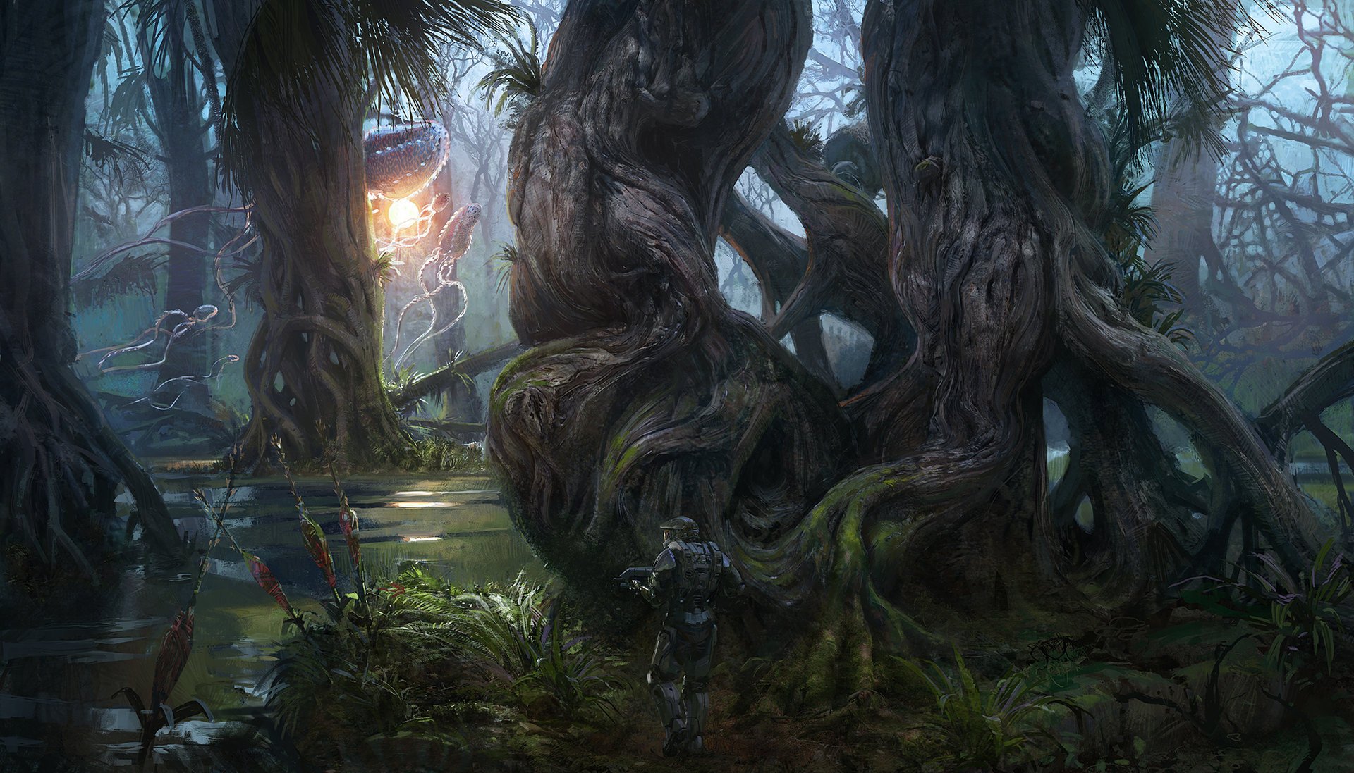 Concept art of a jungle on Requiem.