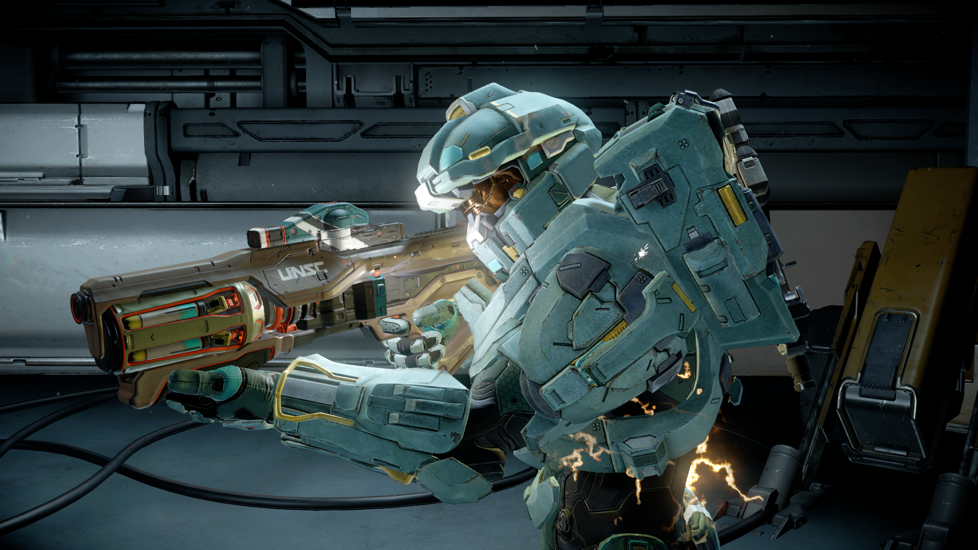 Frederic-104 with a Hydra Launcher in the Halo 5: Guardians campaign mission Blue Team.