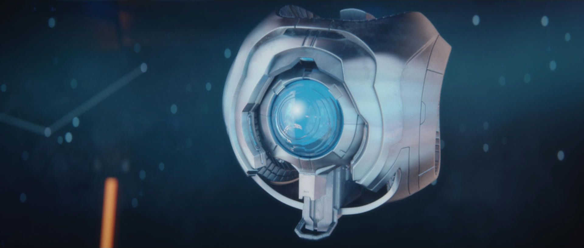 343 Guilty Spark in Installation 05's control room. From the closing cutscene of the level The Great Journey.