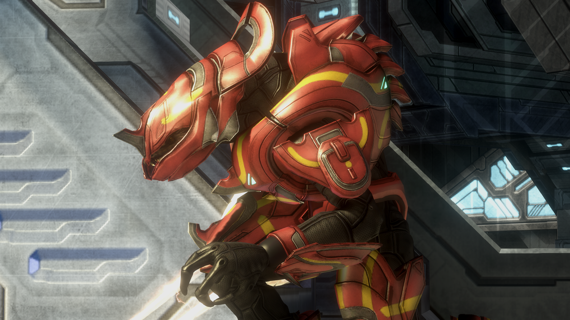 A Keepward-clad Sangheili wielding an energy sword on Citadel.