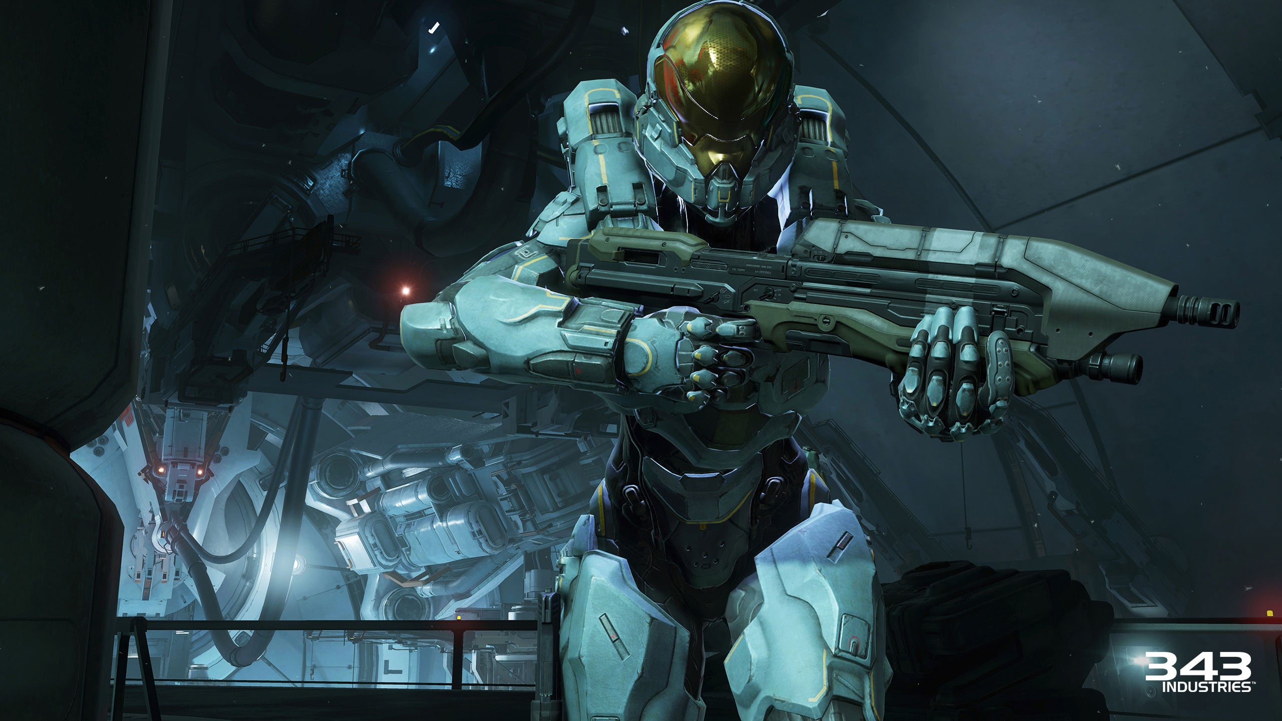 A screenshot of Kelly-087 aboard Argent Moon on the level Blue Team.