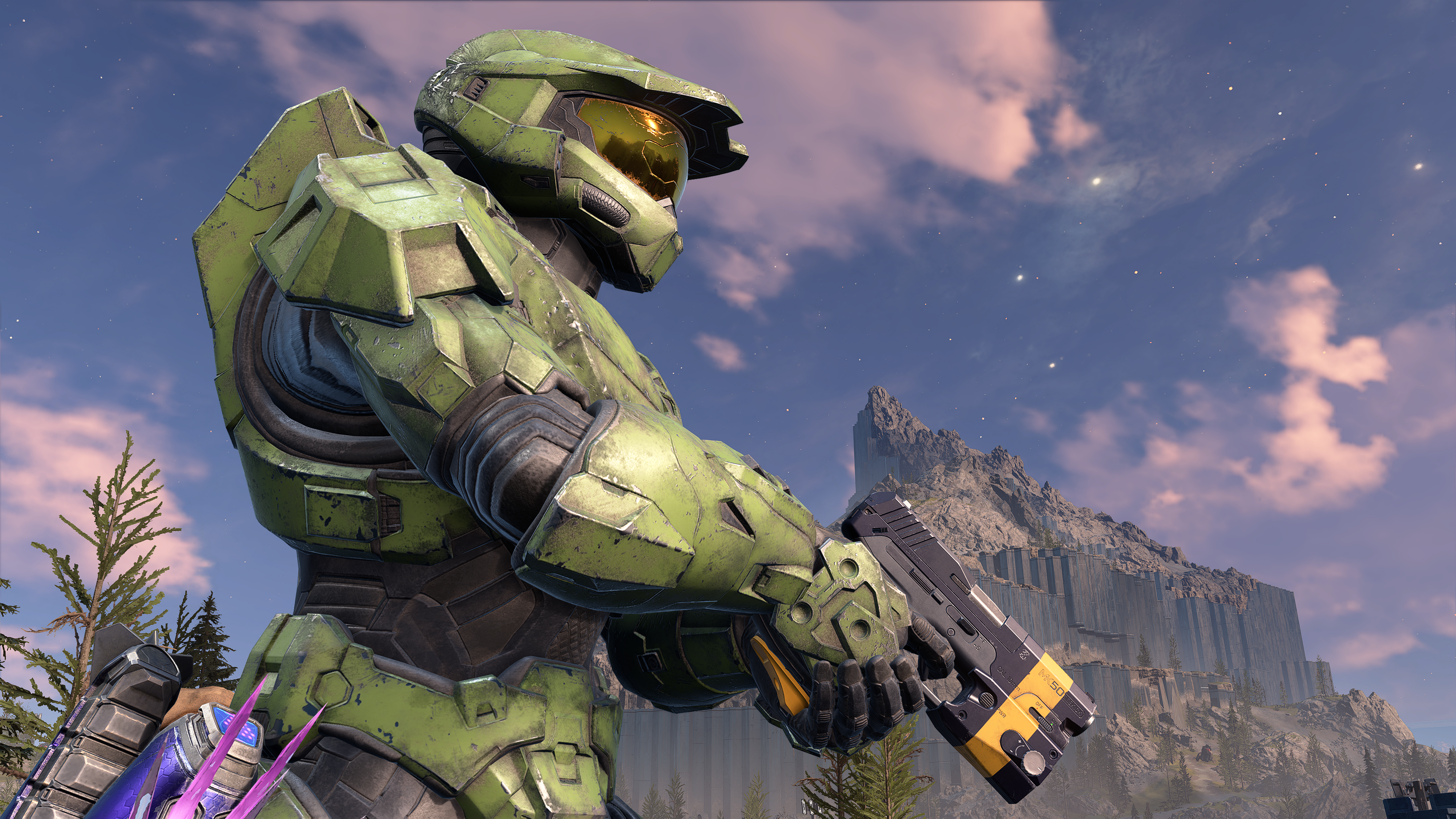 John-117 with the Striker Sidekick in Halo Infinite.