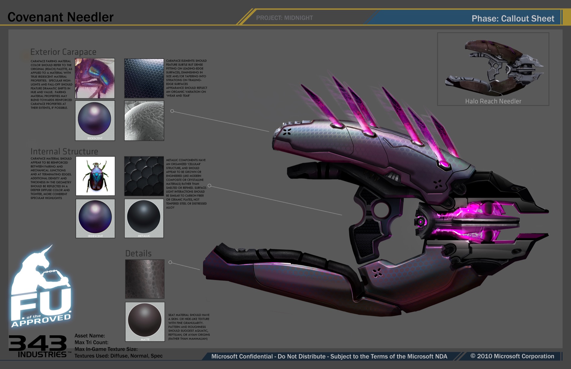 Reference model sheet of the needler.
