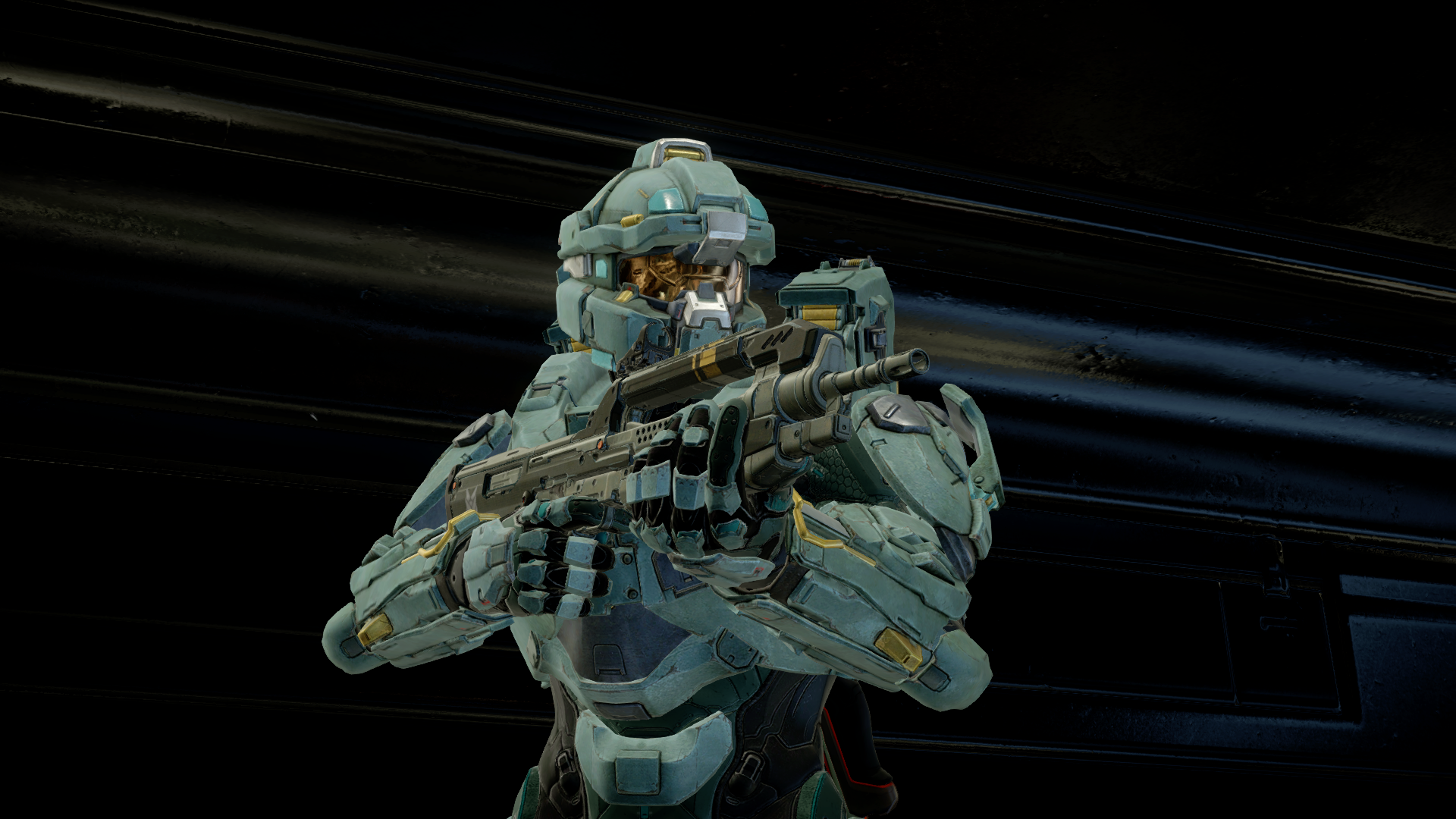 Fred-104 with a BR85N battle rifle in the Halo 5: Guardians campaign mission Blue Team.