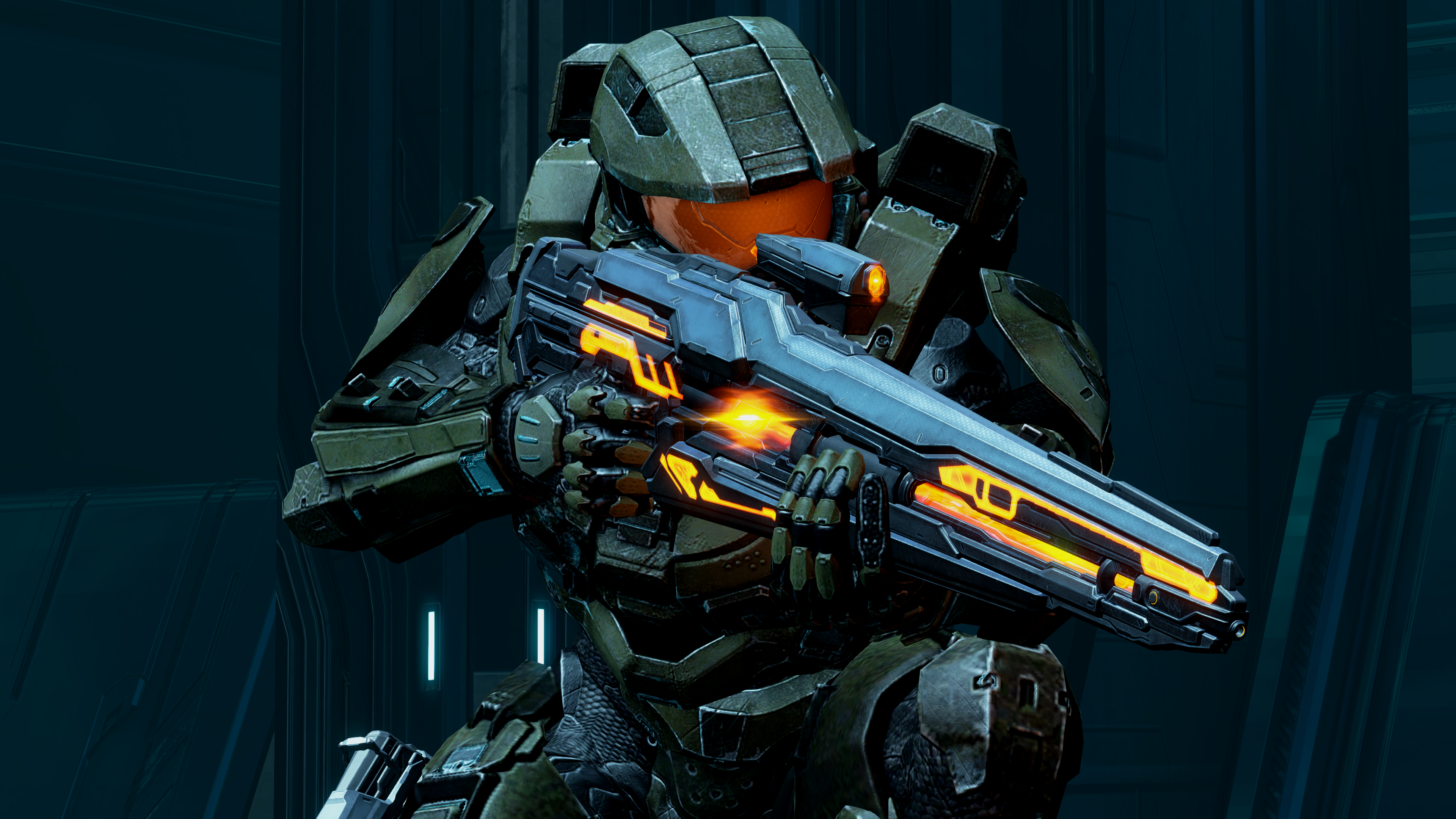 John-117 with a Z-250 light rifle in Vale Citadel during the Battle of Requiem. From Halo 4 campaign level Reclaimer.