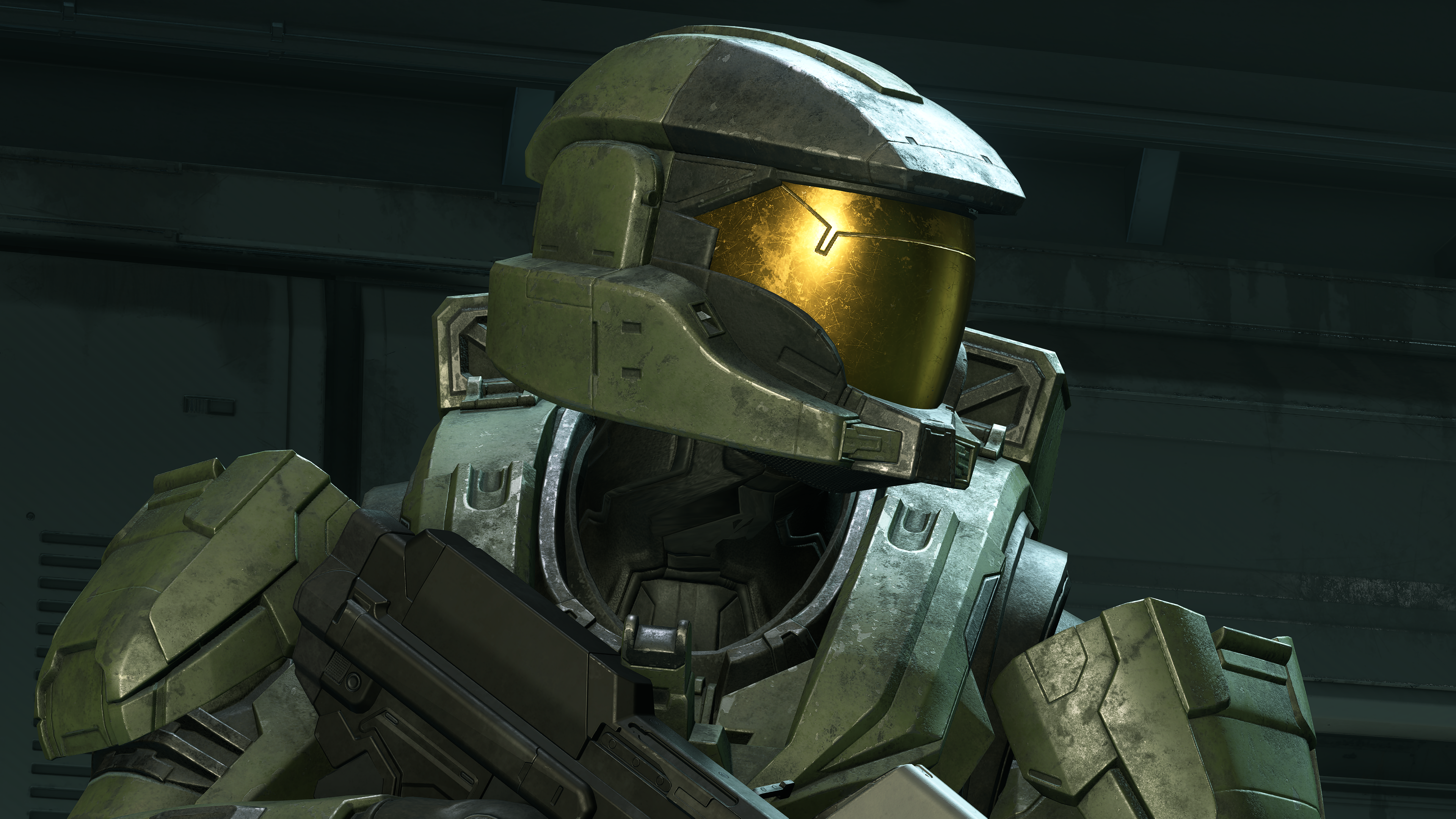 A Spartan clad in Mark VII, wearing the Mark VII [H] helmet on Recharge.