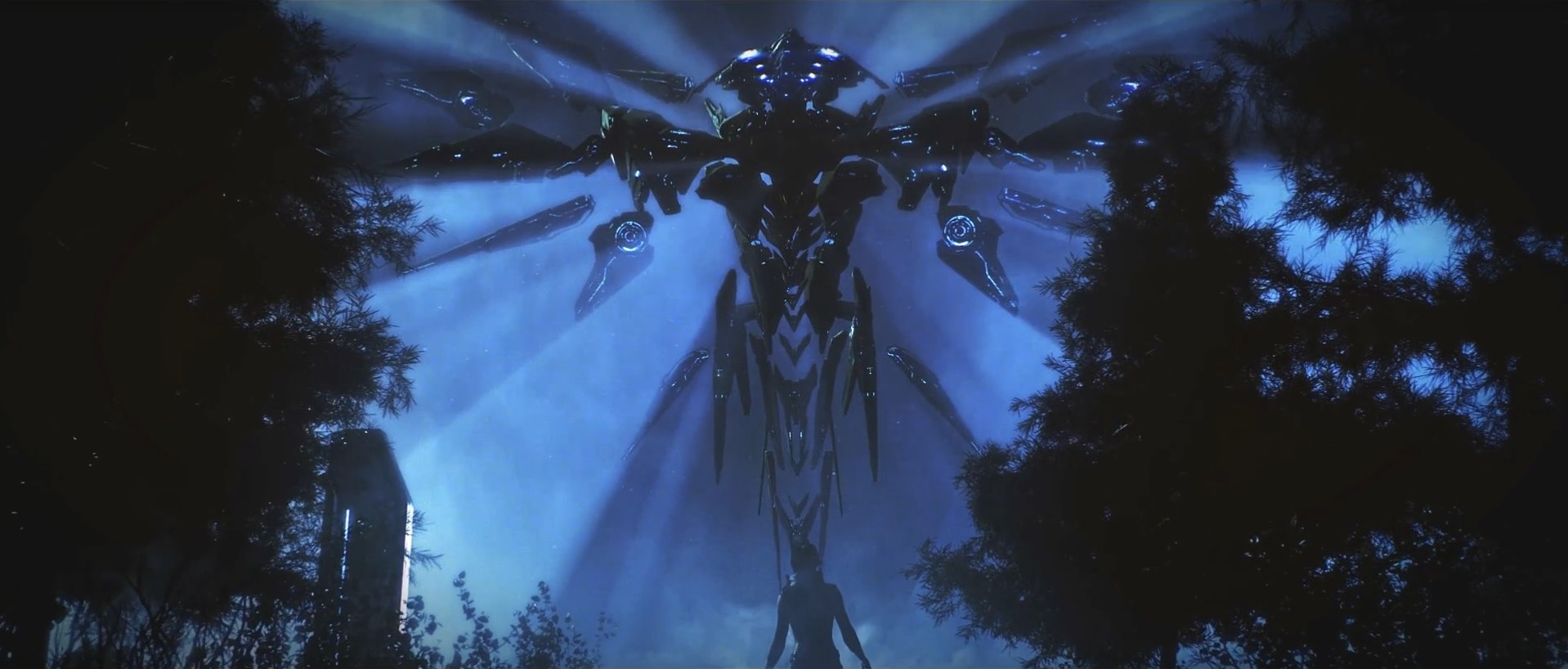 A screenshot of Ellen Anders staring at a Guardian Custode on Installation 09.