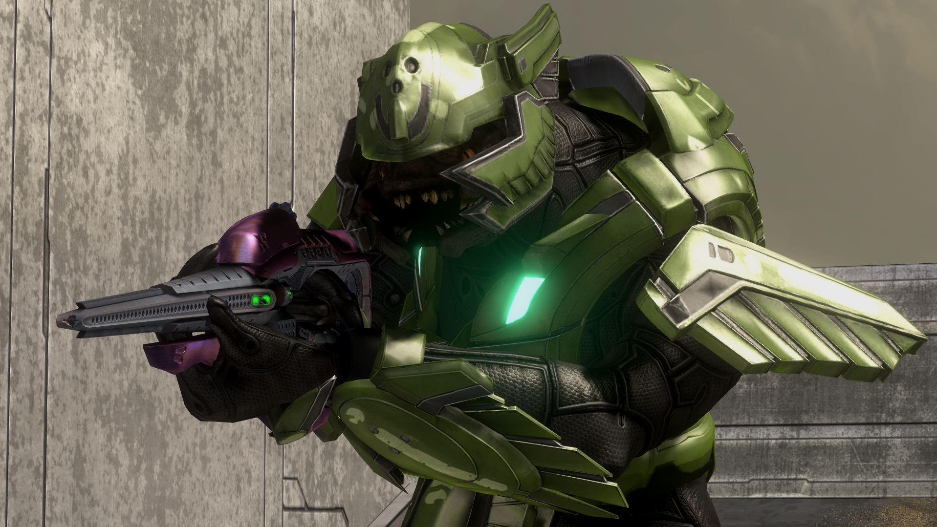 An Accord-clad Sangheili wielding a Vostu-pattern carbine on Epitaph.