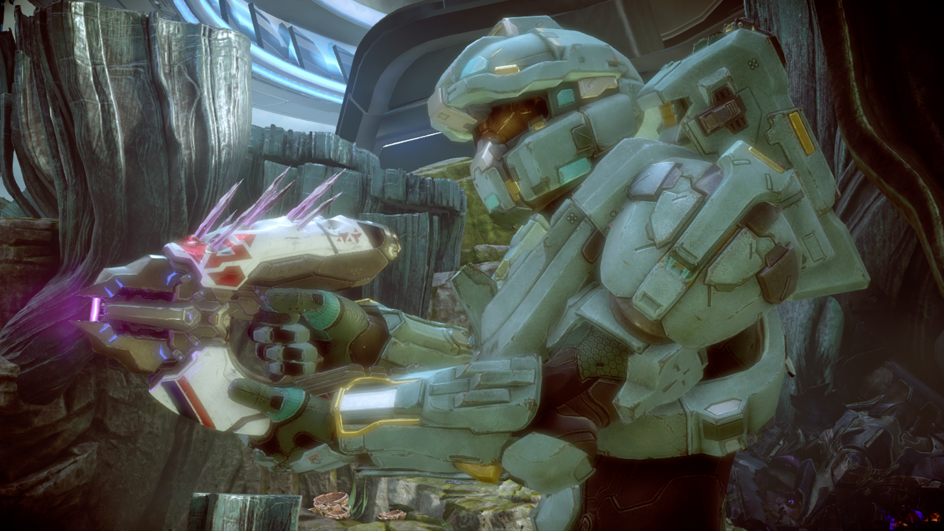 Frederic-104 with the Talon of the Lost in the Halo 5: Guardians campaign mission Reunion.