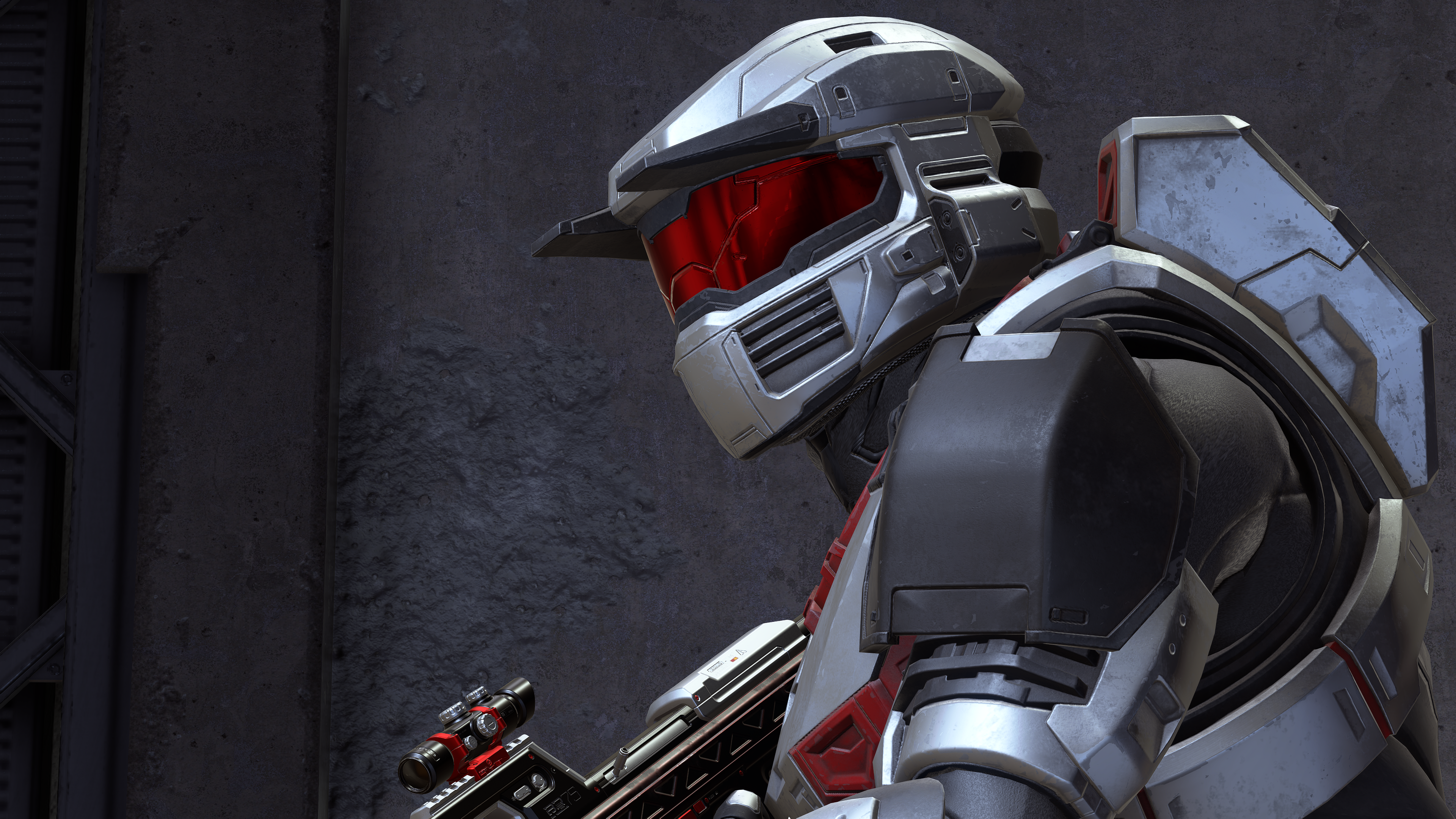 A Spartan-IV wearing a Mark V Zeta helmet on Launch Site.