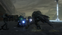 John-117 and Special Operations Sangheili engaging a Flood tank form during the Battle of Voi