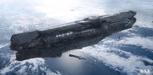Concept art of the UNSC Infinity over Earth.