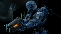 A Soldier-clad Spartan with a Z-110 Boltshot.