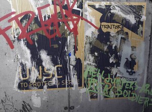 UNSC propaganda posters featuring John-117, now-vandalised in support of Orbital Drop Shock Troopers.