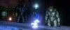 From the Halo 3 E3 2007 Trailer: The Arbiter, the Master Chief, 343 Guilty Spark, and Cortana, along with an unknown Elite in the background.