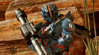 A Wetwork-clad Spartan with a lowered M41 SPNKr inHalo 4.