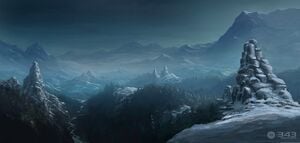Artwork of the Highland Mountains on Reach.