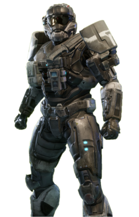 COMMANDO-class Mjolnir from Halo: Reach armor permutation in Halo: The Master Chief Collection menu.