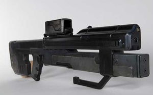 A photo of the laser designator prop made by WETA Workshop.
