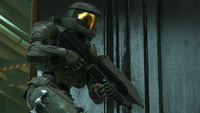 A Mark VII [H]-clad Spartan-IV on a ledge on Recharge.