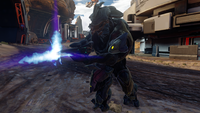 A Sangheili Commander with a storm rifle on Escape from ARC.