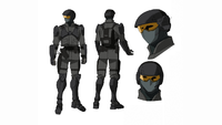Concept art of a Marine wearing shooting glasses from Homecoming.
