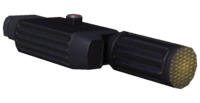 The telescopic sight is used to fire at long ranges with increased accuracy.