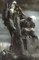 A piece of artwork from the Halo Graphic Novel depicting Tartarus sitting on a throne.