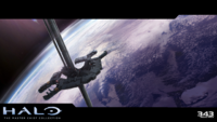 Halo 2: Anniversary concept art of a Moncton-class ODP shown in orbit above Earth.