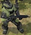 In game closeup of an ODST in Halo Wars.