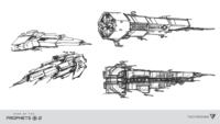 Concept sketches of the Able-class destroyer for Sins of the Prophets.