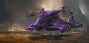 Concept art of a massive unknown Covenant vehicle.