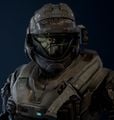 An up-armored Mark V ODST helmet with CNM attachment.