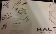 Autograph page from my Mythos copy gifted to me by 343 Industries as a thank you for my help with the book.