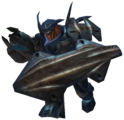 An in-game view of the Mgalekgolo running in Halo 2.