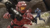 A Mark VI-clad Spartan using an M41 in Halo 2: Anniversary multiplayer.
