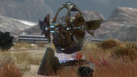 An Unggoy Heavy manning a fuel rod variant of the Shade in Halo: Reach.