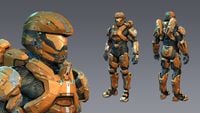 Front and back views of the Recruit armor in Halo 4.