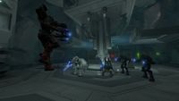 The Covenant forces greeted by a hologram of 'Refumee.