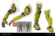Concept art of the prosthetic limbs associated with the OSTEO combat engineering suit.