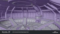 Concept art of the gene-forge arena, towards the end of the level.
