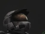 The Mark VI helmet as seen through a glitch in Halo: Reach.