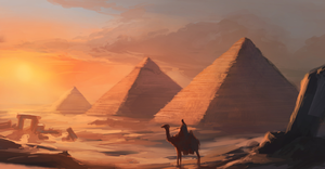 A matte painting from the terminals depicting the Egypt.