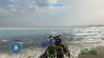 The HUD of the M68 on Stonetown in Halo 2 Anniversary multiplayer.
